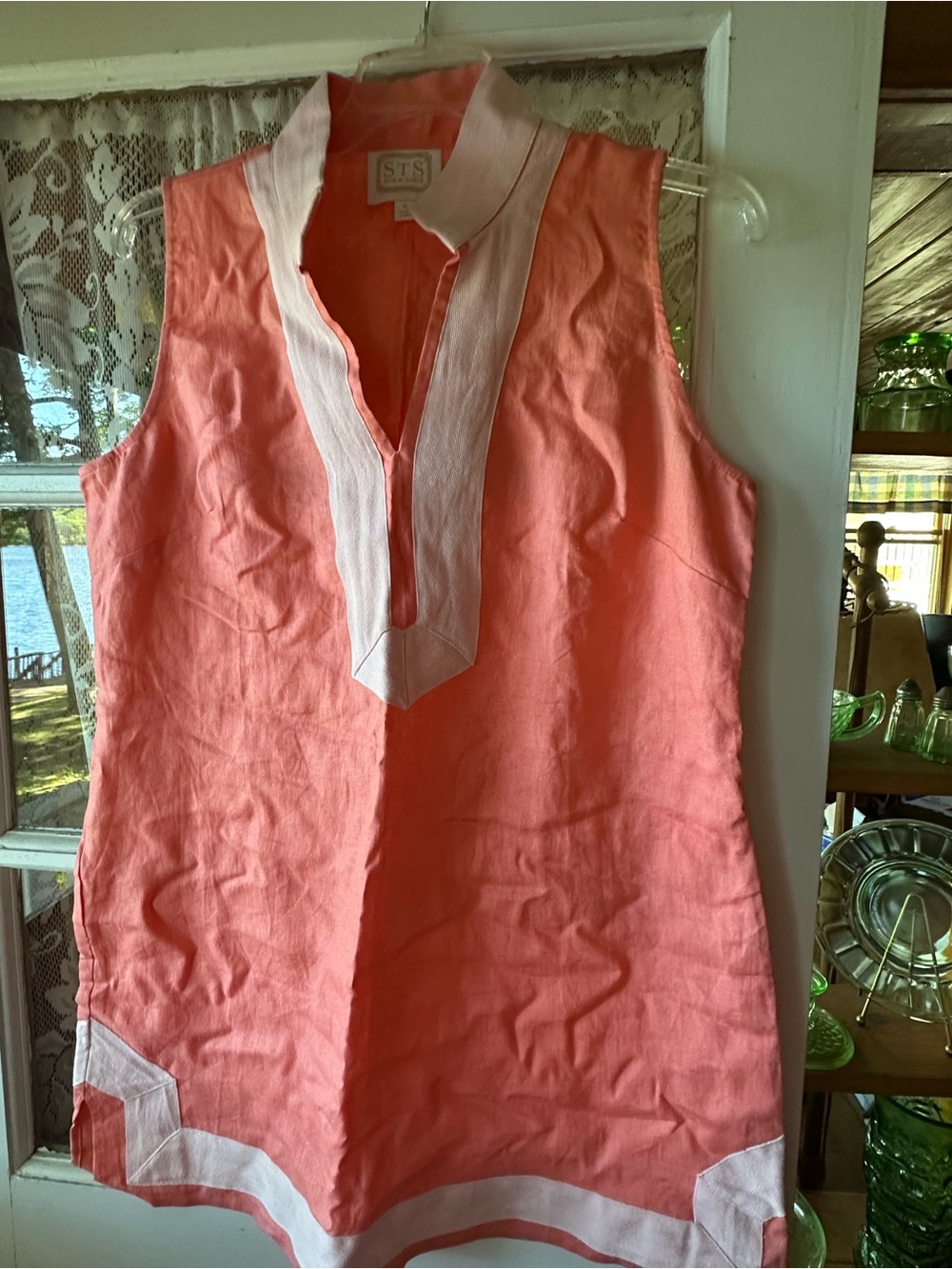 Sail to Sable Coral Tunic with White Trim